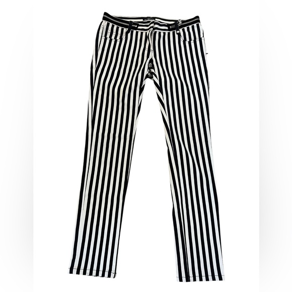 Balmain Black and White Striped Jeans 34 - Picture 1 of 8